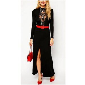 Maxi black dress with lace detail free